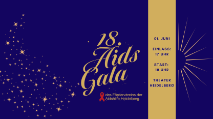 Infografik: Aidsgala im Theater Heidelberg. 01. Juni. Einlass: 17:00, Beginn: 18:00