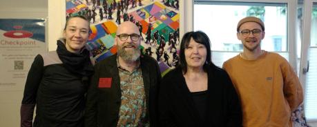 Gruppenbild: Marc Franke mit Ulla Clement-Wachter, Jennifer und Jonas