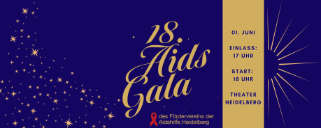 Infografik: Aidsgala im Theater Heidelberg. 01. Juni. Einlass: 17:00, Beginn: 18:00