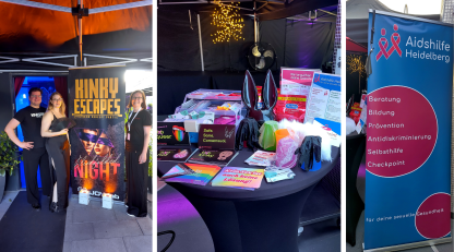 Collage: Infostand beim Event von Kinky Escapes
