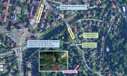 Umgebungskarte: Standort der Gedenkstätte