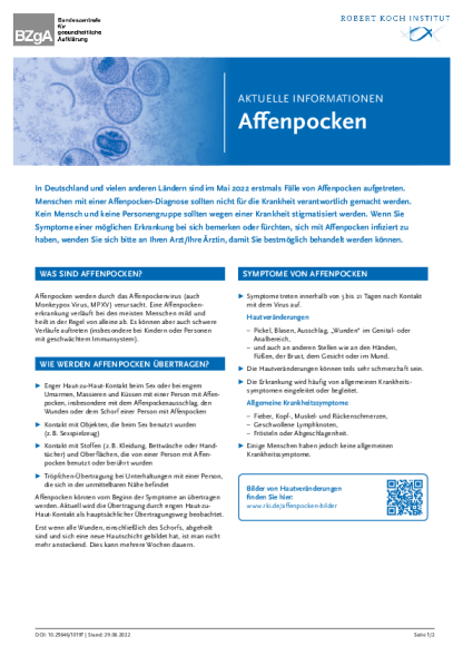 Ansicht: Flyer der BZgA zu MPXV